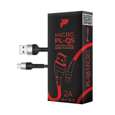 Platoon pl-q5 micro 1,5m usb data kabl za brzo punjenje, Crni