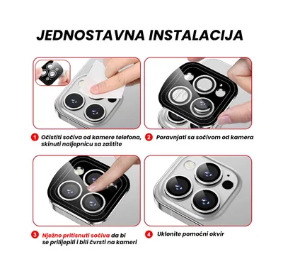 Positioner staklo kamere metal iphone 12 pro, Crna