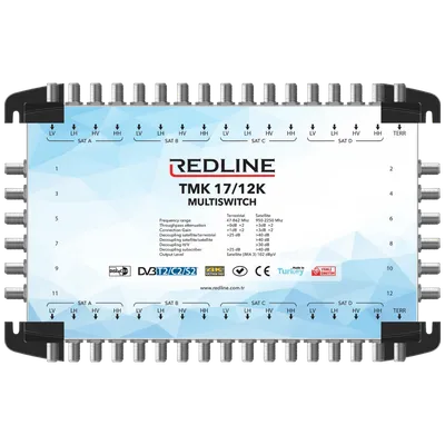 REDLINE Multišalter 4 satelita na 12 utičnica,kaskadni(bez adaptera) - TMK 17/12K, Crni