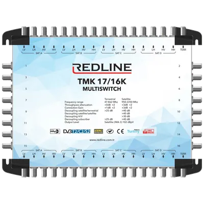 REDLINE Multišalter 4 satelita na 16 utičnica,kaskadni(bez adaptera) - TMK 17/16K, Crni