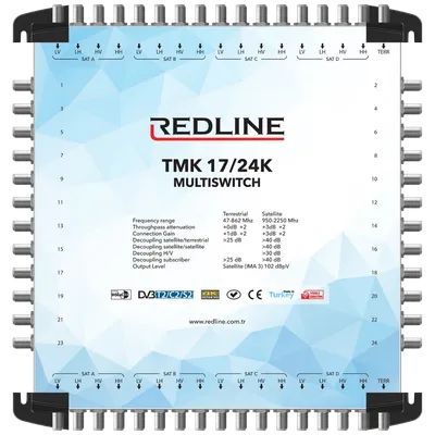REDLINE Multišalter 4 satelita na 24 utičnice,kaskadni(bez adaptera) - TMK 17/24K, Crni