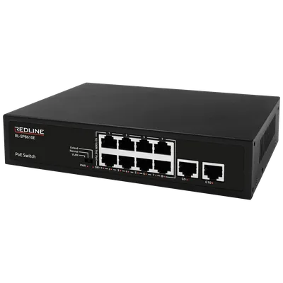 REDLINE PoE mrežni switch, 10 port RJ-45 , 8 PoE / 120W - RL-SP8610E, Crni