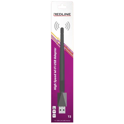REDLINE Wi-Fi mrežna kartica, USB, 2.4 GHz, 2 dB, 150 Mbps, RT7601 - T2 WiFi antena, Crna