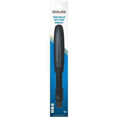 REDLINE Wi-Fi mrežna kartica, USB, 2.4 GHz, 5 dB, 150 Mbps, RT7601 - T5 WiFi antena, Crna