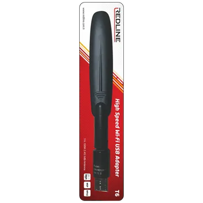 REDLINE Wi-Fi mrežna kartica, USB, 2.4 GHz, 5 dB, 150 Mbps, RTL8188 - T6 WiFi antenna, Crna