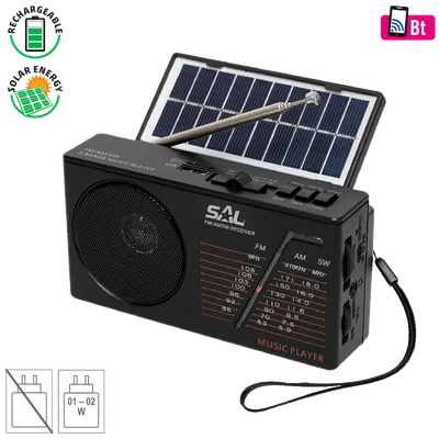 SAL Radio prijemnik, solarno / baterijsko napajanje, Bluetooth - RPH 1, Crni