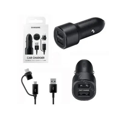 Samsung auto punjač za telefon, 15W, 2xUSB-A, crni