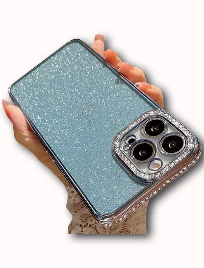 Shining cirkon silikonska maska za iPhone 13 pro max, Plava