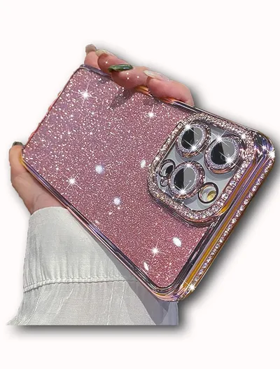 Shining cirkon silikonska maska za iPhone 13 pro, Roze