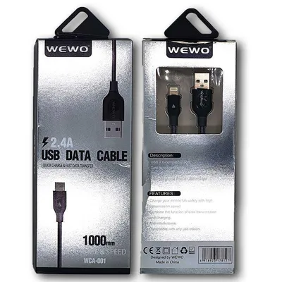 Wewo Brzi USB data kabl wca-001 2.4a 1m, Crni