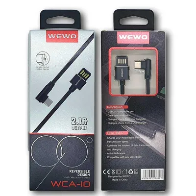 Wewo Brzi USB data kabl WCA-10 Type-C 2.4A 1m, Crni