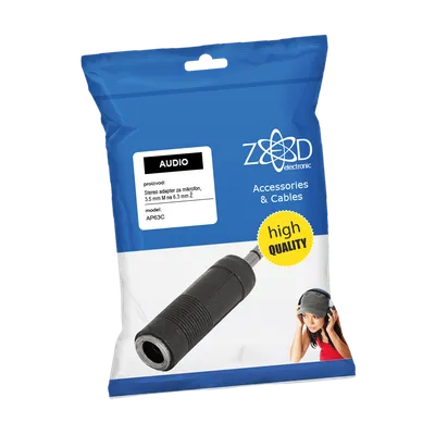 ZED electronic Adapter 3.5 mm M na 6.3 mm Ž, stereo - AP63C, Crni