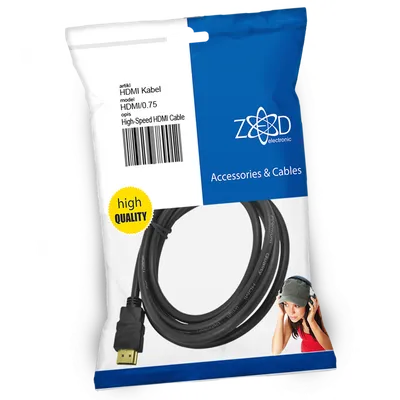 ZED electronic HDMI kabl, 0.75 met - HDMI/0.75, Crni