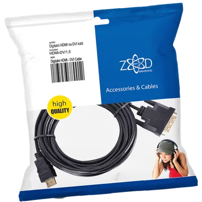 ZED electronic HDMI na DVI kabl, 1.5 met, ver. 1.4 - HDMI-DV/1, 5, Crni