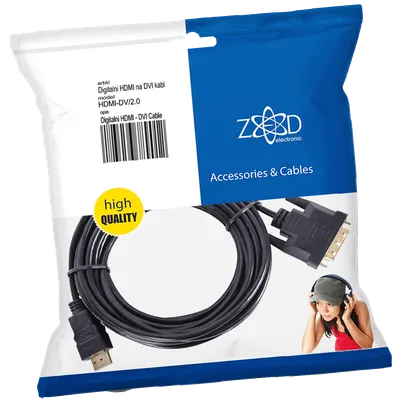 ZED electronic HDMI na DVI kabl, 2.0 met, ver. 1.4 - HDMI-DV/2.0, Crni