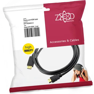 ZED electronic Kabl display port na hdmi, dužina 2.0 m - DP-HDMI/2.0, Crni