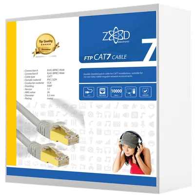 ZED electronic Mrežni FTP kabl, CAT7, dužina 20.0 metara - FTP7/20, Bijeli