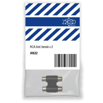 ZED electronic RCA činč ženski x 2, za produžetak audio kabla - AN22, Crni