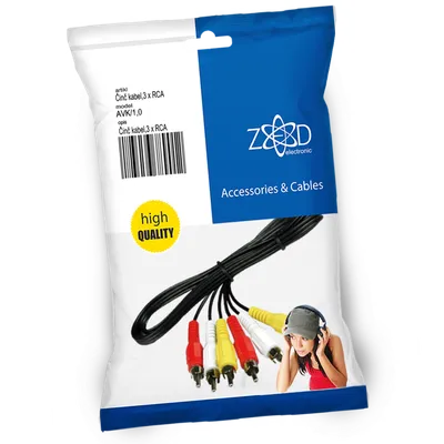 ZED electronic RCA kabl 1, 0 metar, 3xRCA - AVK/1, 0, Crni
