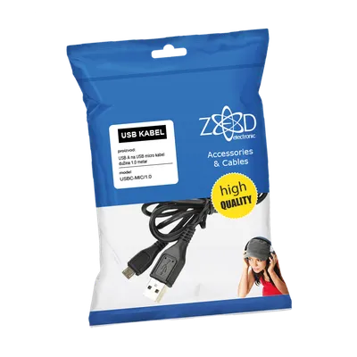 ZED electronic USB A na USB micro kabl, dužina 1.0 metar - USBC-MIC/1, 0, Crni