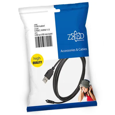 ZED electronic USB A na USB mini kabl, dužina 1.0 metar - USBC-MINI/1.0, Crni
