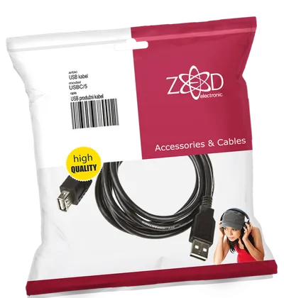 ZED electronic USB produžni kabl, dužina 5.0 metara - USBC/5, Crni