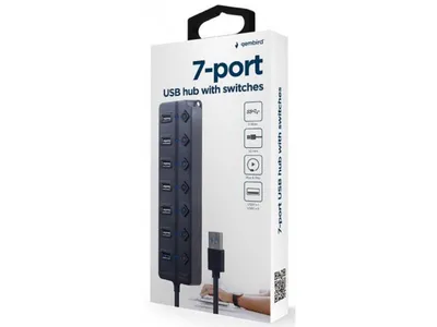 GEMBIRD UHB-U3P1U2P6P-01 USB Hub 7-portni 1xUSB 3.1 + 6xUSB 2.0 sa prekidačima