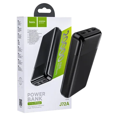 Hoco J72A Eksterna baterija Lako putovanje, 20000mAh, Micro-USB, Type-C, Crna
