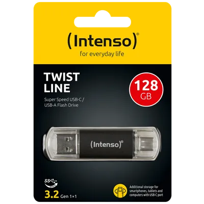 INTENSO USB Flash memorija 128GB, USB 3.2, USB tip C, USB tip A, crna