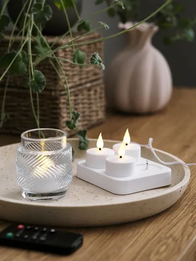 Aurora LED svećice sa punjačem, Bijele