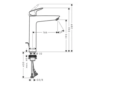 Hansgrohe Baterija za umivaonik 190 Logis 71090000, Hrom