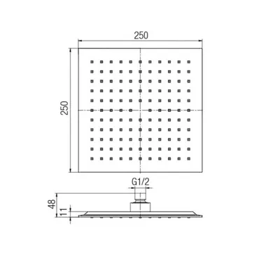 Valvex Tuš ruža Loft 250x250mm, Crni