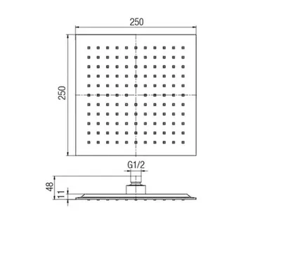 Valvex Tuš ruža Carre 250x250mm, Hrom