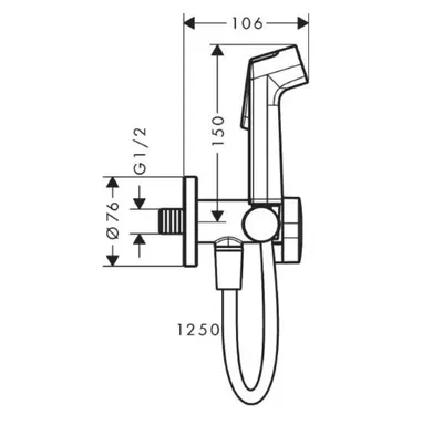 Hansgrohe Higijenski tuš T+H 29232000, Hrom