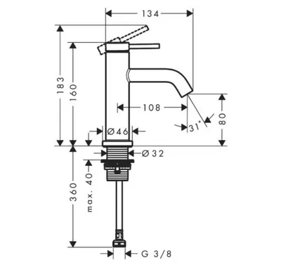 Hansgrohe Baterija za umivaonik 80 Tecturis 73313000, Hrom