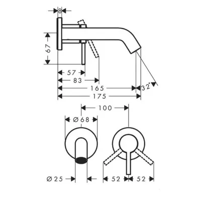 Hansgrohe Baterija za umivaonik 165 Tecturis S 73350000, Hrom