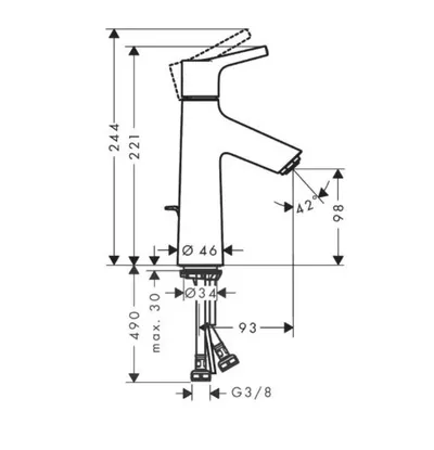 Hansgrohe Baterija za umivaonik 100 Talis 72020000, Hrom