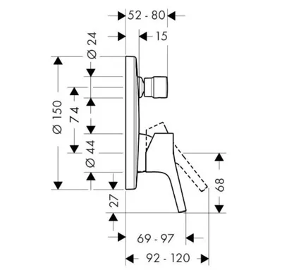 Hansgrohe Ugradbena baterija sa prebacivačem Talis 72405000, Hrom