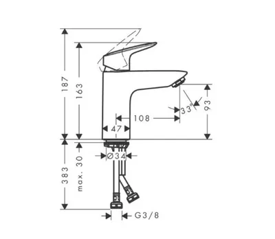 Hansgrohe Baterija za umivaonik Logis 71107670, Crna