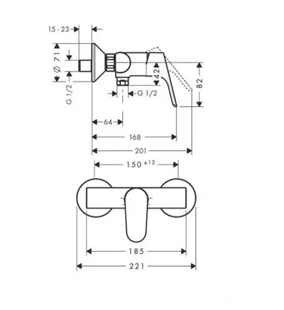 Hansgrohe Baterija za tuš Focus 31960000, Hrom