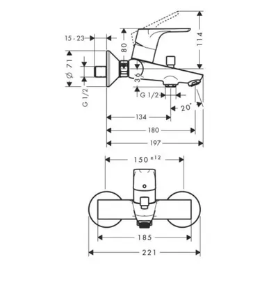 Hansgrohe Baterija za kadu Focus 31940000, Hrom