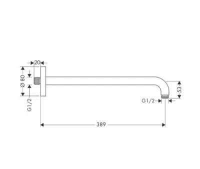 Hansgrohe Nosač tuš glave 27413000, 389mm, Hrom