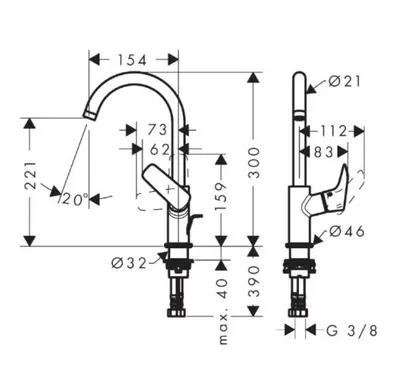 Hansgrohe Baterija za sudoper Logis 71130000, Hrom