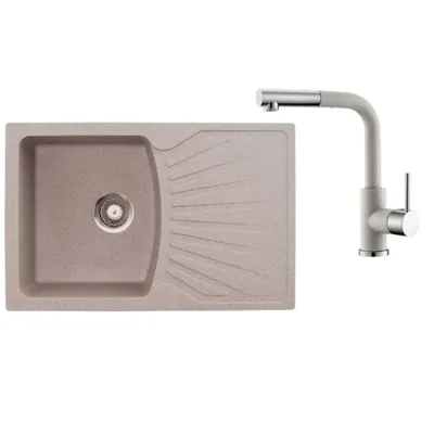 Metalac Sudoper xGranit Quadro + baterija LUX xGranit, Bež