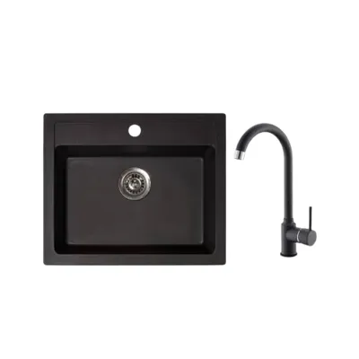 Metalac Sudoper Xgranit Quadro 60 + baterija, Crna
