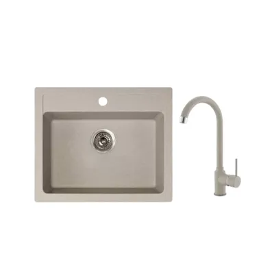 Metalac Sudoper Xgranit Quadro 60 + baterija, Bež