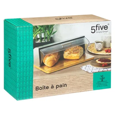 FIVE Kutija za hleb 39x26.5x15.5 cm inox ps i bambus