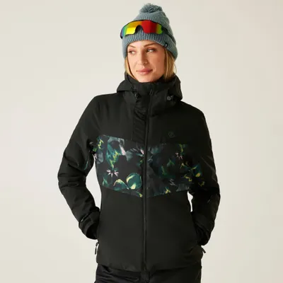 Dare2B Ženska skijaška jakna Iced Floral Print, Crna