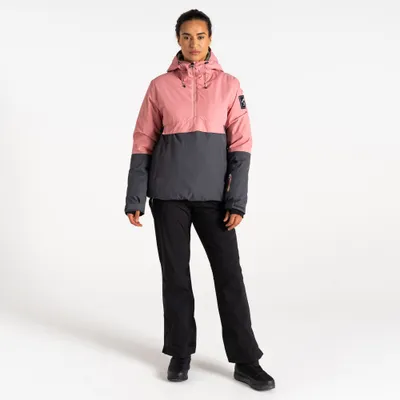 Dare2B Ženska jakna Snowburst Overhead Ski Dusty Rose/Ebony Grey, Sivo-roze
