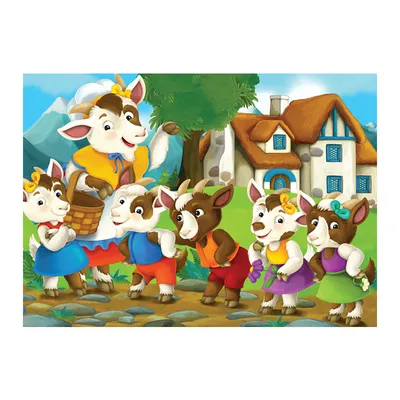Vrabac Puzzle Fun 63, 42 cm x 29 cm, Koza i sedam jarića